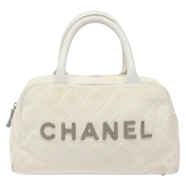 Chanel Vintage Logo Bowler Bag Quilted Canvas Medium - image 1