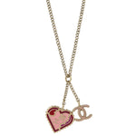 Chanel CC and Heart Pendant Necklace Metal - image 2