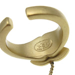 Chanel Logo Bangle with Chain Attached CC Ring Metal with Crystal - image 4