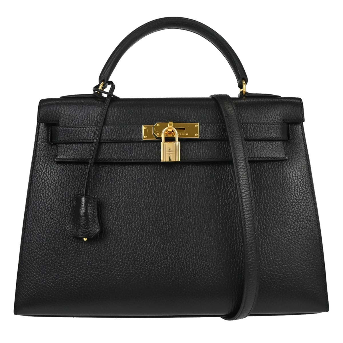 Hermes Kelly Handbag Black Ardennes with Gold Hardware 32 - image 1