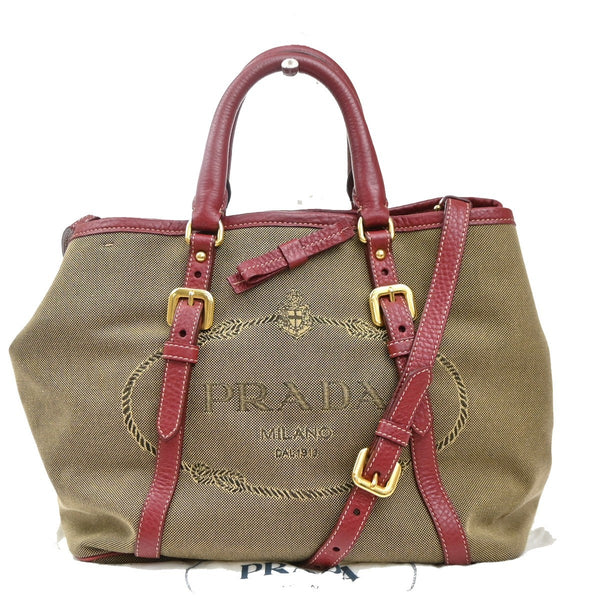 Prada Logo Convertible Tote Canvas with Leather Medium - image 1