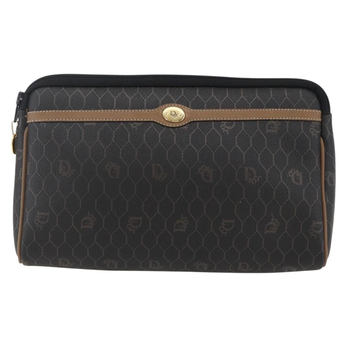 Christian Dior Vintage Honeycomb Zip Pouch Canvas and Leather - image 1