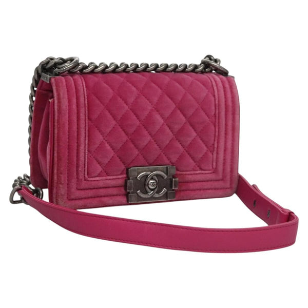 Chanel Boy Flap Bag Quilted Velvet Old Medium - image 1