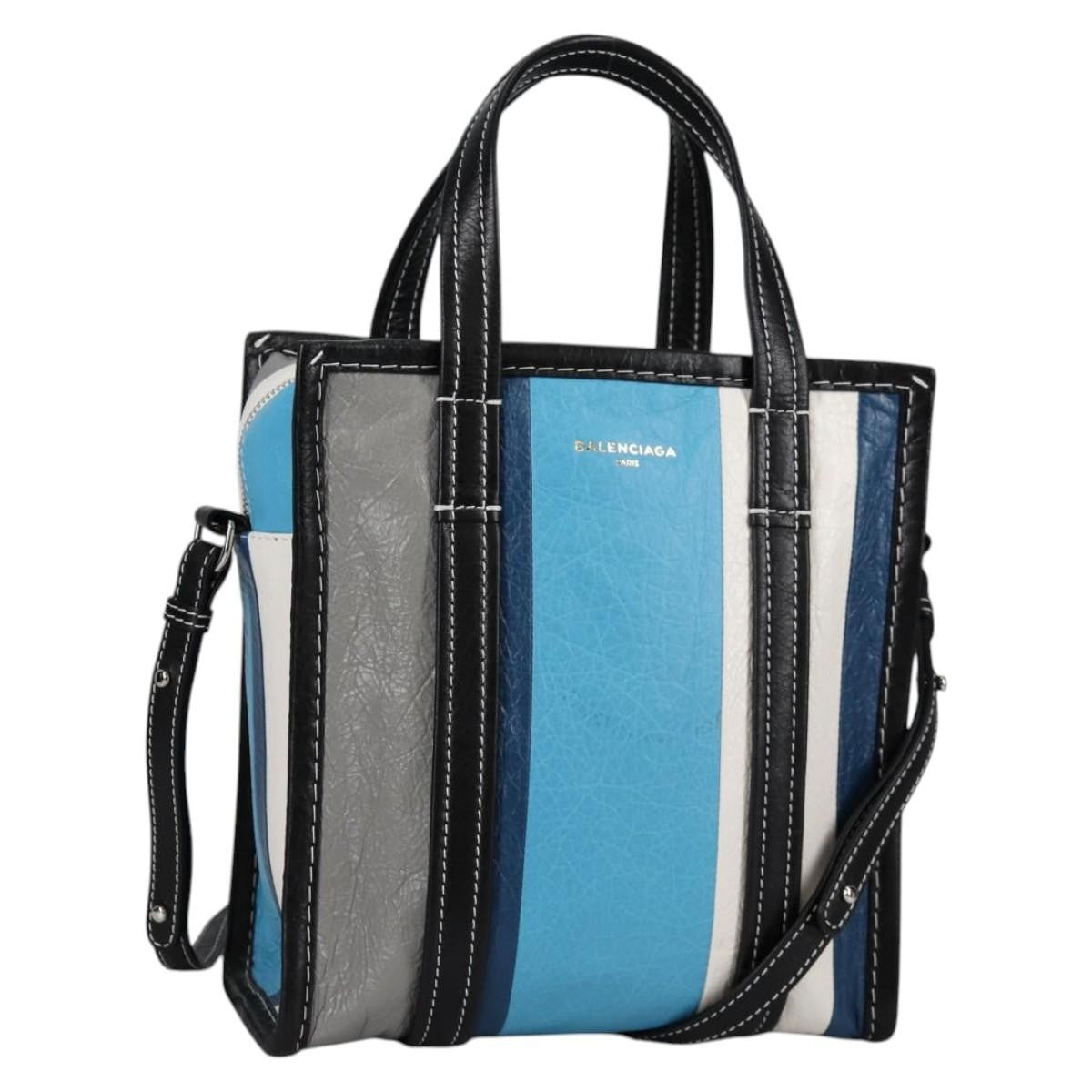 Balenciaga Bazar Convertible Tote Striped Leather Small - image 1