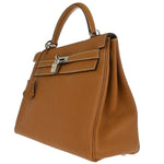 Hermes Kelly Handbag Brown Togo with Palladium Hardware 32 - image 12