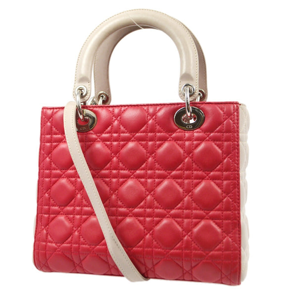 Christian Dior Bicolor Lady Dior Bag Cannage Quilt Lambskin Medium