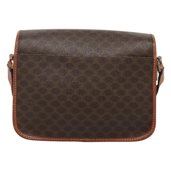 Celine Vintage Macadam Circle Logo Shoulder Bag Canvas and Leather