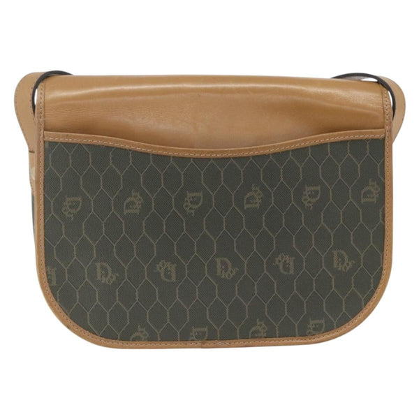 Christian Dior Vintage Honeycomb Flap Crossbody Bag Canvas and Leather