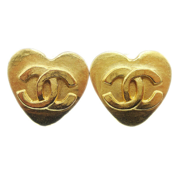 Chanel Vintage CC Heart Clip-On Earrings Metal Small - image 1