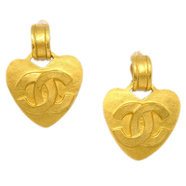 Chanel Vintage CC Heart Clip-On Earrings Metal Small - image 1