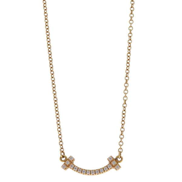 Tiffany & Co. T Smile Pendant Necklace 18K Yellow Gold with Diamonds