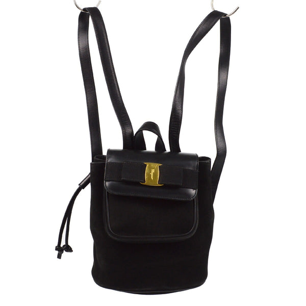 Salvatore Ferragamo Vara Flap Drawstring Backpack Leather and Suede - image 1