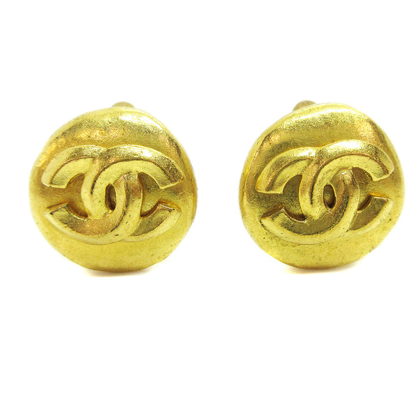 Chanel Vintage CC Round Clip-On Earrings Metal Small - image 1