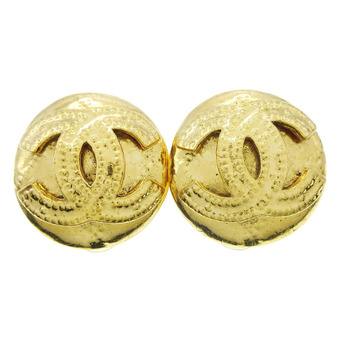 Chanel CC Button Clip-On Earrings Metal - image 1
