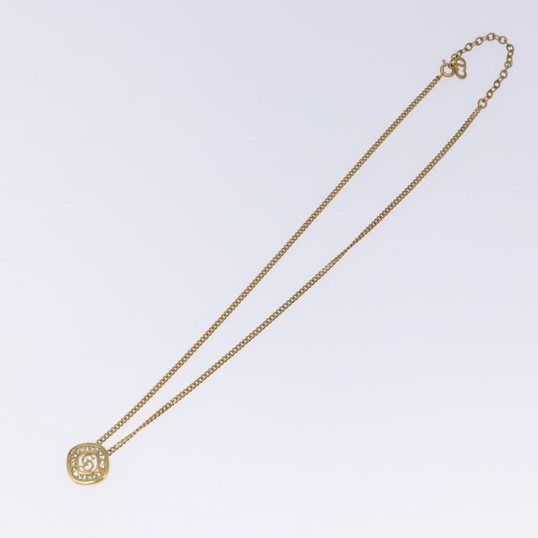 Christian Dior CD Round Pendant Necklace Metal and Crystals