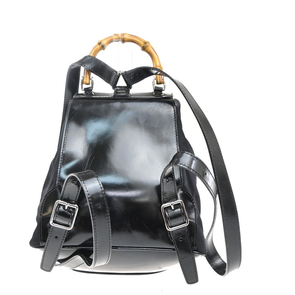 Gucci Vintage Bamboo Backpack Nylon and Patent Leather Mini