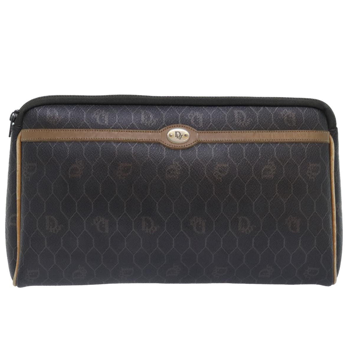 Christian Dior Vintage Honeycomb Zip Pouch Canvas and Leather - image 1