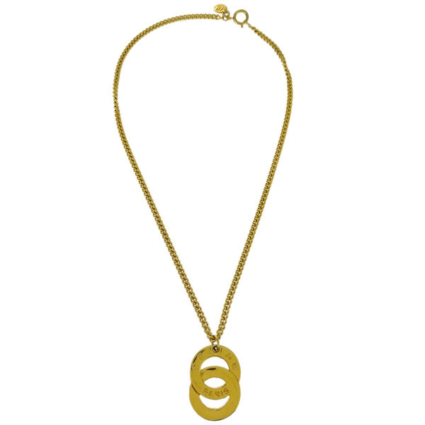 Celine Vintage Logo Circle Pendant Necklace Metal - image 1