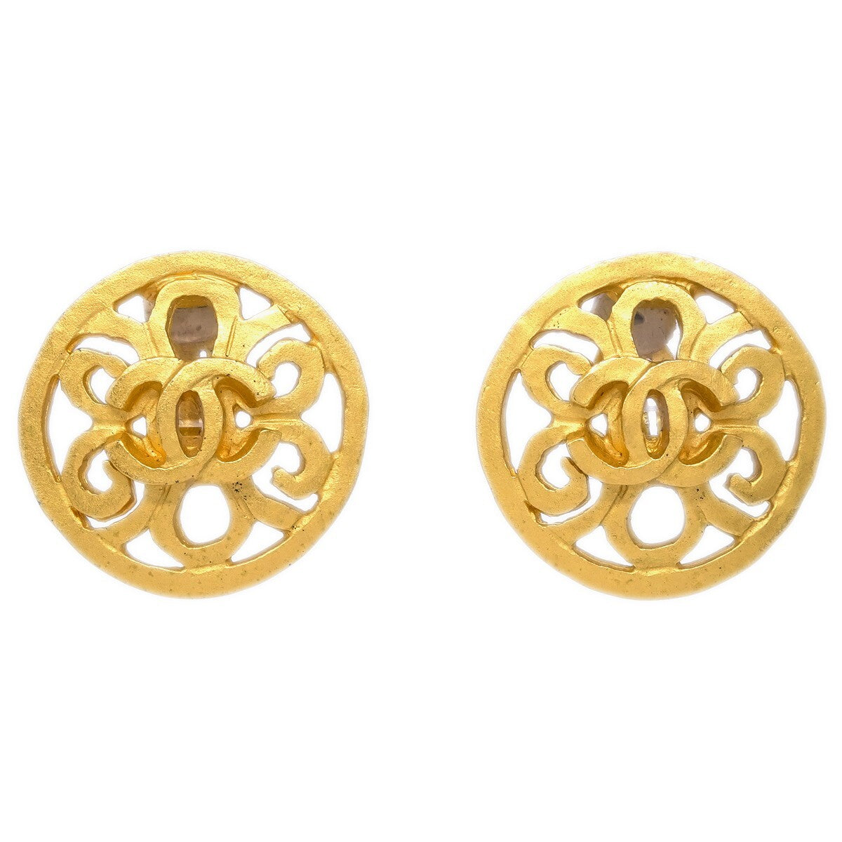 Chanel CC Round Earrings Metal - image 1