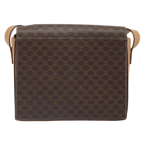 Celine Vintage Macadam Circle Logo Shoulder Bag Canvas and Leather