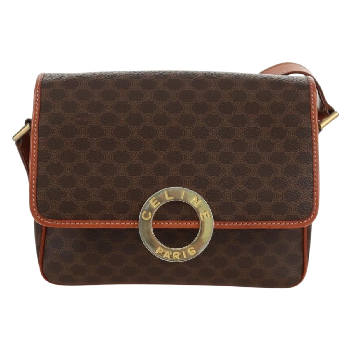Celine Vintage Macadam Circle Logo Shoulder Bag Canvas and Leather - image 1