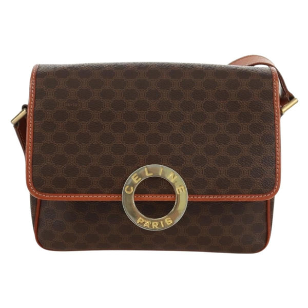 Celine Vintage Macadam Circle Logo Shoulder Bag Canvas and Leather - image 1