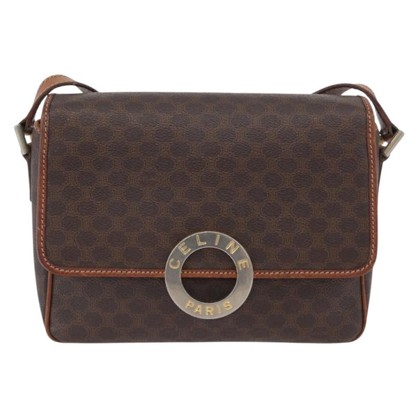 Celine Vintage Macadam Circle Logo Shoulder Bag Canvas and Leather - image 1