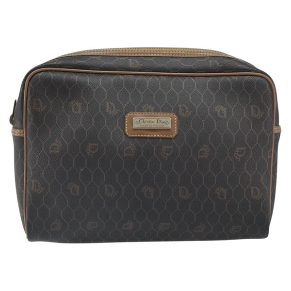 Christian Dior Vintage Honeycomb Zip Pouch Canvas and Leather - image 1