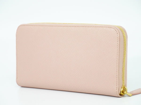 Prada Bow Zip Around Wallet Saffiano Leather Long