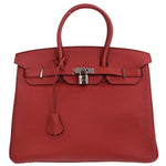 Hermes Birkin Handbag Red Togo with Palladium Hardware 35 - image 1