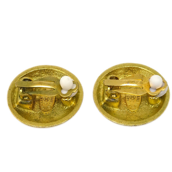 Chanel Vintage CC Round Clip-On Earrings Metal Small