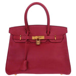 Hermes Birkin Handbag Red Courchevel with Gold Hardware 30 - image 1