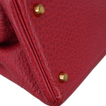 Hermes Kelly Handbag Red Clemence with Gold Hardware 35 - image 8