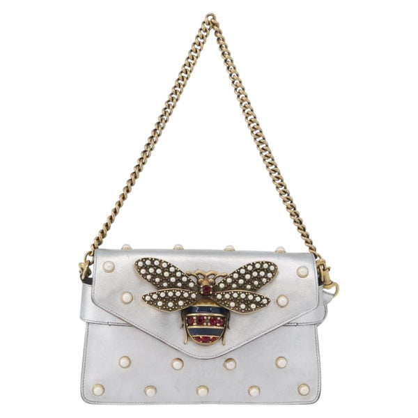 Gucci Broadway Pearly Bee Shoulder Bag Embellished Leather Mini - image 1