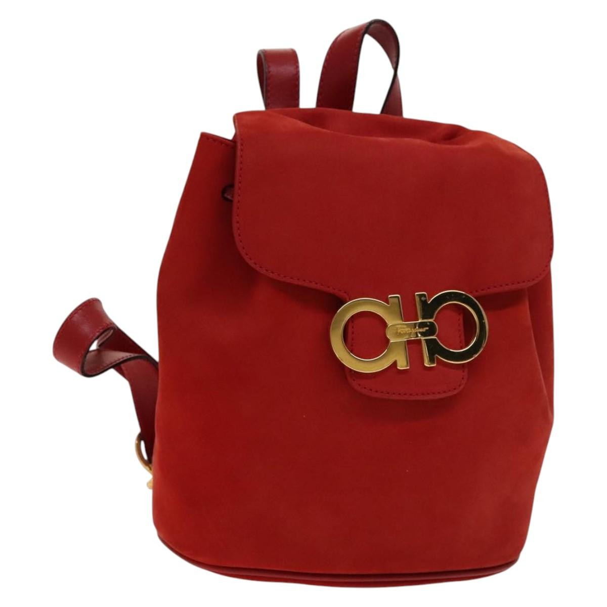 Salvatore Ferragamo Gancini Flap Drawstring Backpack Suede - image 1