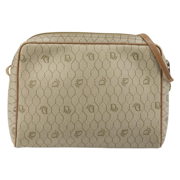 Christian Dior Vintage Honeycomb Shoulder Bag Canvas and Leather