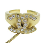 Chanel Logo Cuff with CC Ring Metal with Crystal - image 3