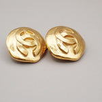 Chanel Vintage CC Round Clip-On Earrings Metal Small - image 3