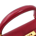 Hermes Kelly Handbag Red Clemence with Gold Hardware 35 - image 6