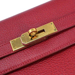 Hermes Kelly Handbag Red Clemence with Gold Hardware 35 - image 11