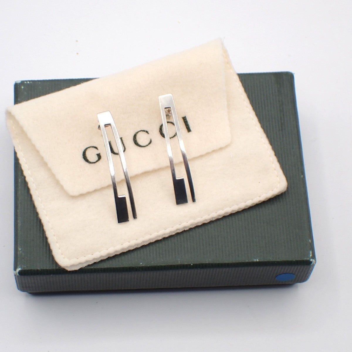 Gucci G Logo Long Studs Earrings Silver 925 - image 1
