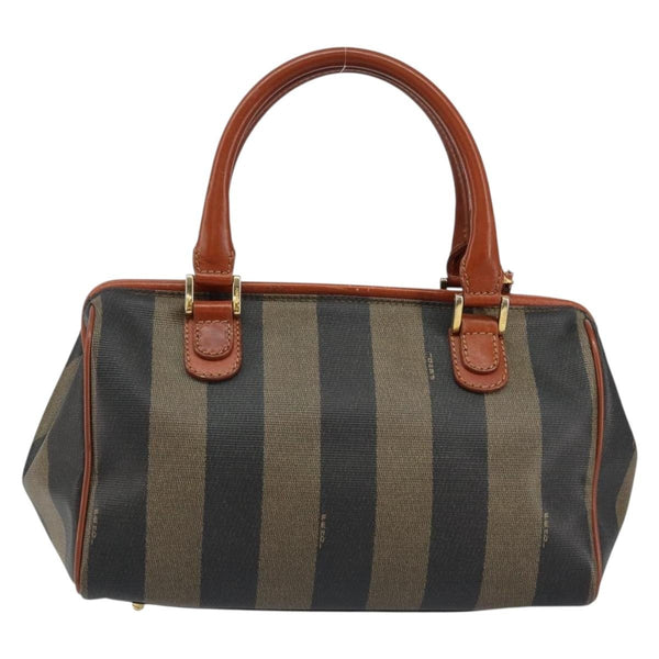 Fendi Vintage Pequin Convertible Boston Bag Coated Canvas Small