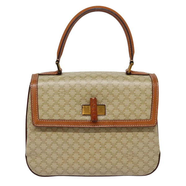 Celine Vintage Convertible Top Handle Bag Macadam Coated Canvas Medium - image 1