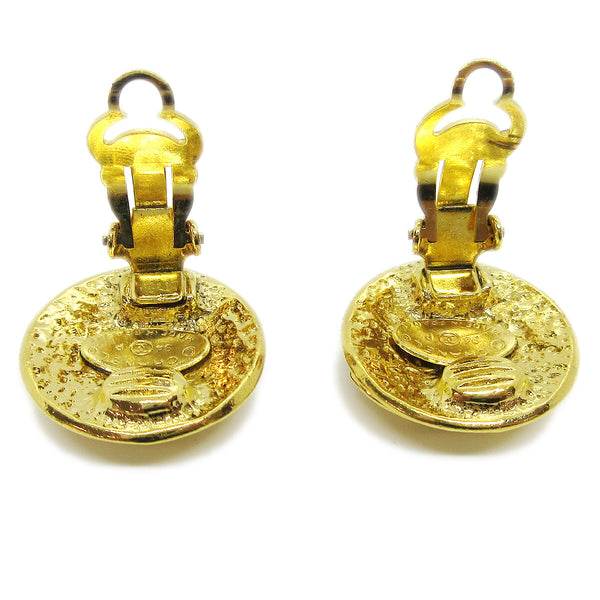 Chanel Vintage CC Round Clip-On Earrings Metal Small