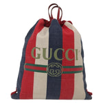 Gucci Logo Drawstring Backpack Striped Canvas Large - image 1