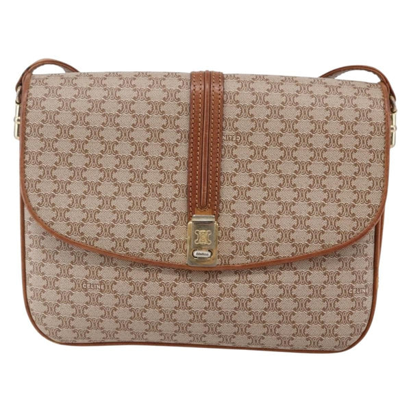 Celine Vintage Macadam Shoulder Bag Canvas and Leather