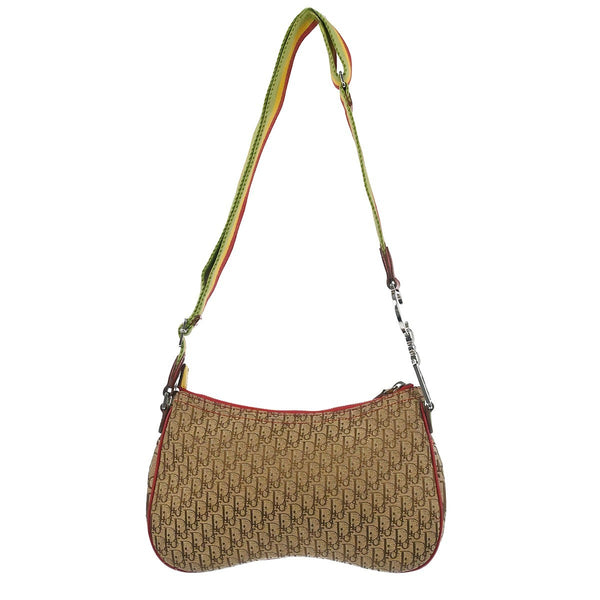 Christian Dior Vintage Rasta Saddle Messenger Bag Diorissimo Canvas Medium