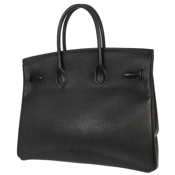 Hermes Birkin Handbag Black Ardennes with Gold Hardware 35