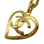 Chanel CC Heart Pendant Necklace Metal - image 2