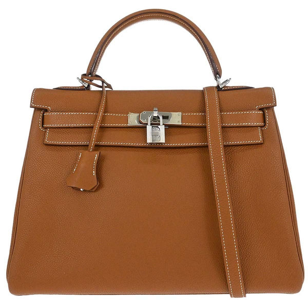Hermes Kelly Handbag Brown Togo with Palladium Hardware 32 - image 1